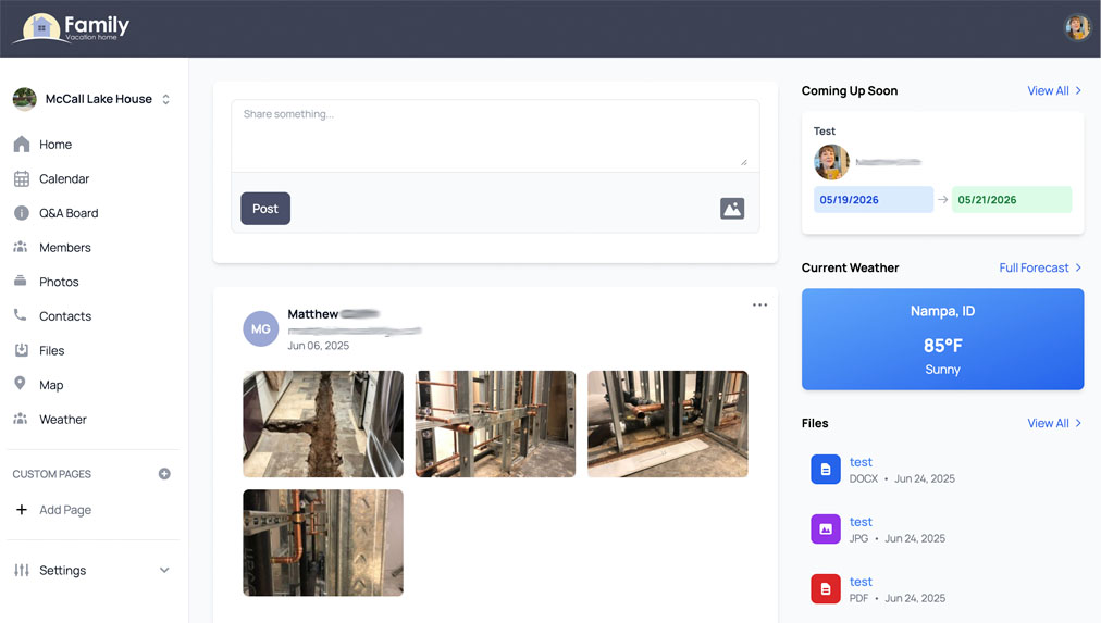 App dashboard example